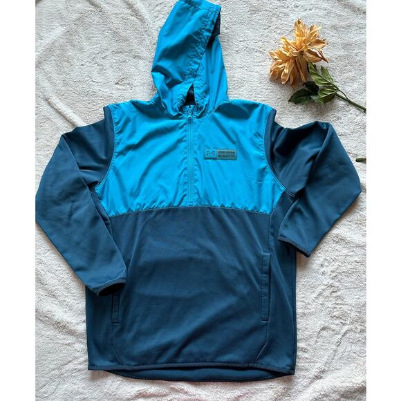 Under Armour Green/Blue 1/4 Zip Pullover Loose Size Medium - Picture 2 of 8